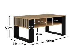 Topeshop Konferenční stolek LAWA Modern 2P Slim dub artisan/černý