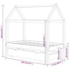 Vidaxl Rám dětské postele se zásuvkou masivní borovice 70 x 140 cm