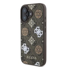 Guess Zadní kryt PU 4G Peony MagSafe pro iPhone 16 Brown