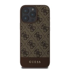 Guess Zadní kryt PU 4G Stripe pro iPhone 16 Pro Max Brown