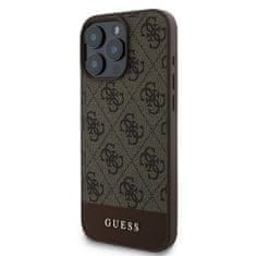 Guess Zadní kryt PU 4G Stripe pro iPhone 16 Pro Max Brown