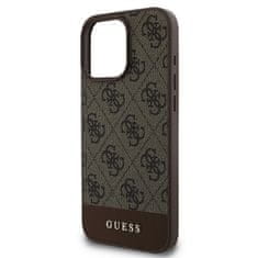 Guess Zadní kryt PU 4G Stripe pro iPhone 16 Pro Brown