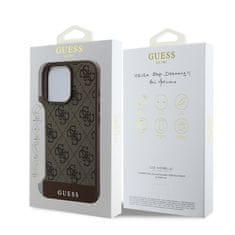 Guess Zadní kryt PU 4G Stripe pro iPhone 16 Pro Max Brown