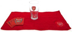 CurePink Bar set sklenice s ručníkem FC Arsenal: Wordmark (objem 470 ml)