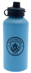 CurePink Hliníková láhev na pití FC Manchester City: Modrý Erb a Nápis (objem 500 ml)