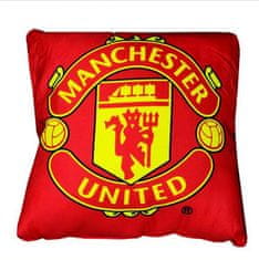 CurePink Polštář FC Manchester United: Znak (37 cm x 37 cm) červený polyester