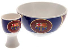 CurePink Miska a pohárek na vajíčko FC Barcelona: Bullseye (miska 14 x 7 cm|průměr 13 cm, stojánek - výška 8 cm) keramika