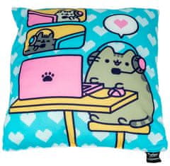 CurePink Polštář Pusheen: Chatování s přáteli online (40 x 40 cm)