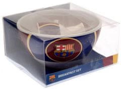 CurePink Miska a pohárek na vajíčko FC Barcelona: Bullseye (miska 14 x 7 cm|průměr 13 cm, stojánek - výška 8 cm) keramika