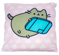 CurePink Polštář Pusheen: Chatování s přáteli online (40 x 40 cm)