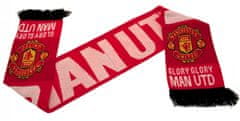 CurePink Pletená fan šála FC Manchester United: Glory Glory Man Utd (132 x 19 cm)