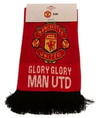 CurePink Pletená fan šála FC Manchester United: Glory Glory Man Utd (132 x 19 cm)