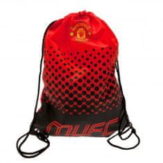 CurePink Batoh pytlík se šňůrkami gym bag FC Manchester United: Fade (33 x 44 cm|objem 14,5 l) červený polyester