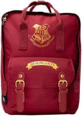 CurePink Batoh Harry Potter: Erb Bradavic - Hogwarts (objem 9,5 litrů|27 x 35 x 10 cm) červený polyester