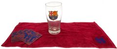 OEM Bar set sklenice s tácky a ručníkem FC Barcelona: Logo (objem sklenice 570 ml|ručník 24 x 51 cm)