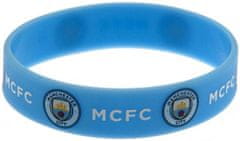 CurePink Silikonový náramek FC Manchester City (průměr 7 cm) modrý