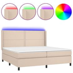 Vidaxl Box spring postel matrace a LED cappuccino 200x200cm umělá kůže