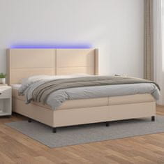 Vidaxl Box spring postel matrace a LED cappuccino 200x200cm umělá kůže