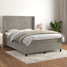 Vidaxl Box spring postel s matrací světle šedá 140x200 cm samet