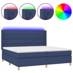 Vidaxl Box spring postel s matrací a LED modrá 200x200 cm textil