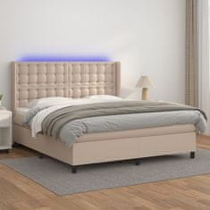 Vidaxl Box spring postel matrace a LED cappuccino 180x200cm umělá kůže