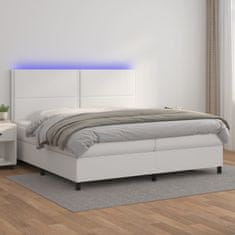 Vidaxl Box spring postel s matrací a LED bílá 200x200 cm umělá kůže