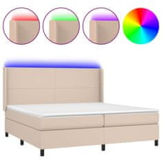 Vidaxl Box spring postel matrace a LED cappuccino 200x200cm umělá kůže