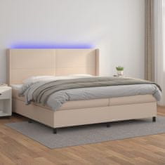 Vidaxl Box spring postel matrace a LED cappuccino 200x200cm umělá kůže