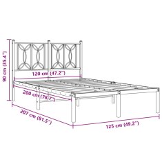 Vidaxl Kovový rám postele s čelem bílý 120 x 200 cm