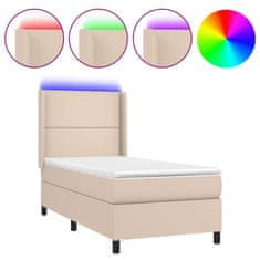 Vidaxl Box spring postel matrace a LED cappuccino 80x200 cm umělá kůže