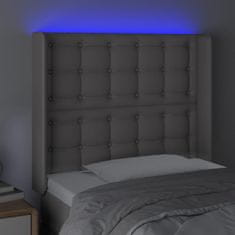 Vidaxl Čelo postele s LED šedé 83 x 16 x 118/128 cm umělá kůže