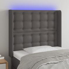 Vidaxl Čelo postele s LED šedé 83 x 16 x 118/128 cm umělá kůže