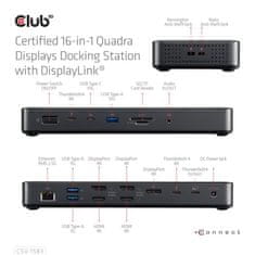 Club 3D Dokovací stanice 16v1 ThunderBolt 4, (2xThunderbolt, 3xDP, 2xHDMI, 3xUSB, RJ45, SD-TF Karta, 1xUSB-C, 150W PD) (CSV-1583)