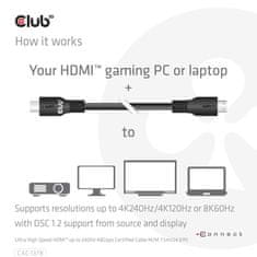 Club 3D Kabel HDMI, Ultra Rychlý HDMI Certifikovaný Cable, 4K120Hz/ 8K60Hz, 7.5m