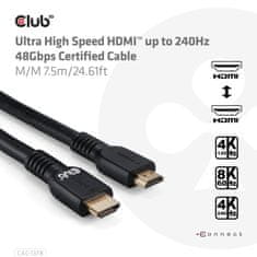 Club 3D Kabel HDMI, Ultra Rychlý HDMI Certifikovaný Cable, 4K120Hz/ 8K60Hz, 7.5m