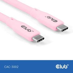 Club 3D Kabel USB-C 4.0, 20Gbps, 4K60Hz, PD 240W, 2m, růžová (CAC-3002)