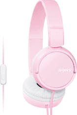 Sony headset náhlavní MDRZX110AP/ sluchátka drátová + mikrofon/ 3,5mm jack/ citlivost 98 dB/mW/ růžová