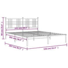 Vidaxl Kovový rám postele s čelem bílý 150 x 200 cm