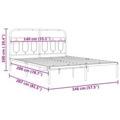 Vidaxl Kovový rám postele s čelem bílý 140 x 200 cm