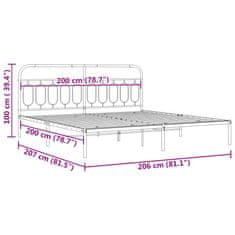 Vidaxl Kovový rám postele s čelem bílý 200 x 200 cm