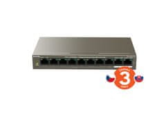 Tenda TEF1110P-8-102W - PoE AT Switch 102Watt, 10xRJ45 Switch s 8x 10/100 Mbps PoE, 2x Gigabit Uplink, Fanless, Kov