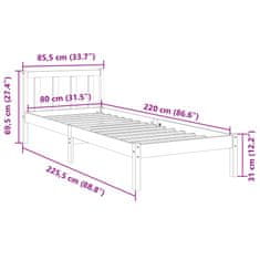 Vidaxl Prodloužený rám postele bez matrace bílý 80 x 220 cm borovice