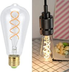 Diolamp  LED Spiral Filament žárovka čirá ST64 4W/230V/E27/1800K/300Lm/360°/Dim