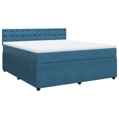 Vidaxl Box spring postel s matrací modrá 180 x 200 cm samet