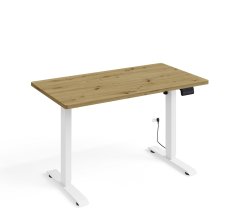 Homlando Elektrický výškově nastavitelný stůl BIMOTION 1S 120x65 cm bílý rám / řemeslný dub