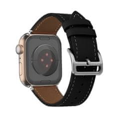 TopQ Kožený řemínek pro Apple Watch 38-40-41 design 1 černý