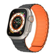 TopQ Magnetický silikonový řemínek pro Apple Watch 38-40-41 design 2 černo-oranžový