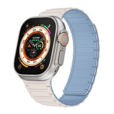 TopQ Magnetický silikonový řemínek pro Apple Watch 38-40-41 design 2 modro-bílý