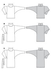 Burda Střih Burda 6074 - Rolák, rolákové šaty s netopýřími rukávy