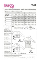 Burda Střih Burda 5941 - Bunda, dlouhá bunda, manšestrová bunda